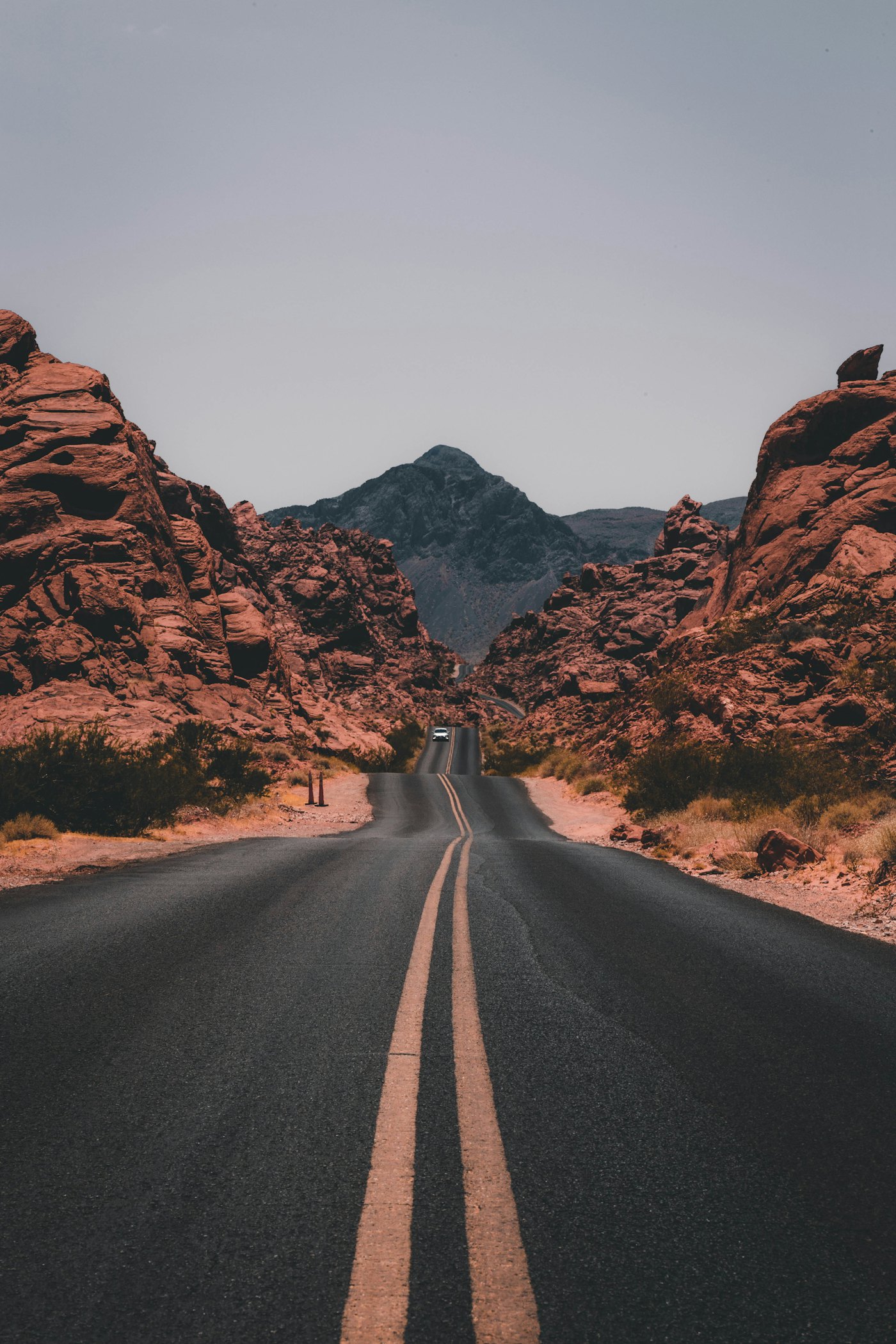 Highway crossing open desert terrain