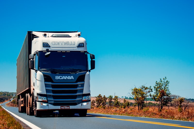 Freight truck travelling on an open highway